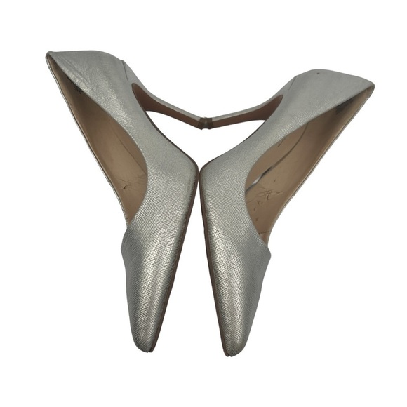 Nine West Silver Flax Pointed Toe Stiletto Pump Heels Size 8 Women’s - Picture 7 of 12